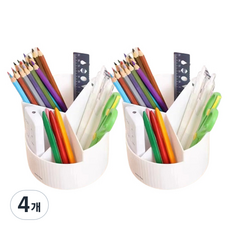 Market Plan 簡約多用途360度旋轉4層收納盒, 4個, 白色