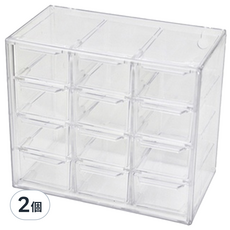 宮格分隔收納盒 9宮格 透明色 2個 桌上收納 文具收納