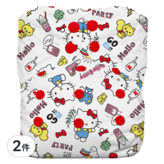 THiRSTiES 乾爽有機棉壓扣一體式布尿布 SANRIO聯名款 (適合4-18kg), Hello Kitty My Friends 白色, 2件