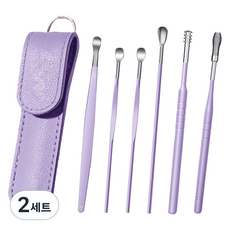 세컨드베스트 나선형 헤드 귀 청소기 귀이개 + 케이스 세트 퍼플, 2세트