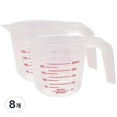 PP 계량컵, 반투명, 250ml, 8개