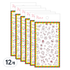 쁘띠팬시 디자인 라인박 스티커 크리스마스 PD860, 혼합색상, 12개