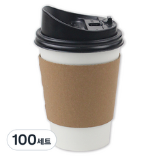 Inp 白色素面紙杯 473ml + 長型開關杯蓋 + KP素面杯套組, 2套, 50個