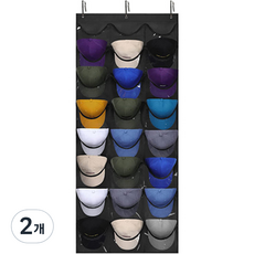 DOSell 24格掛式口袋帽整理收納架, 黑色, 2個