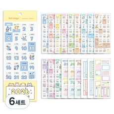 워너디스 365일 일력 스티커 18p 세트, 뽀시래기 친구들, 6세트