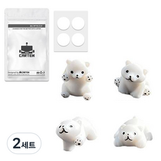 카템 차량용 미니미 피규어 북극곰 4종 + 양면테이프 세트, 혼합색상, 2세트