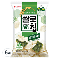 롯데웰푸드 쌀로칩 들기름 김맛, 100g, 6개