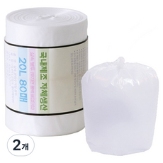 可撕式疊層型多用途分類回收環保捲筒塑膠實惠垃圾袋 80入, 2個, 20L