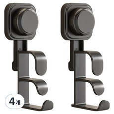 日常Point 多用途免鑽孔吸盤式掛鉤, 黑色, 4個