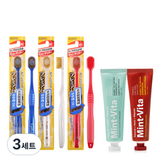 EBISU 프리미엄케어 6열 광폭 헤드 칫솔 61 랜덤발송 3p + 오리지널 민트비타치약 120g + 스트롱 민트비타치약 120g 세트, 3세트