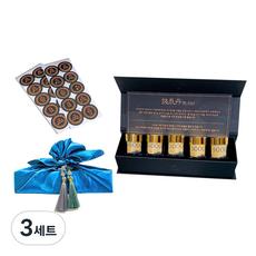 LOVELY FARM 金錢處方 韓藥零用錢盒 5格 + 包袱巾 + 流蘇裝飾 2入 + 說明書 + 圓形貼紙 全套組, 藍色(包袱巾), 隨機出貨(流蘇裝飾), 3套