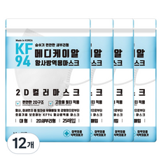 메디케이알 새부리형 황사방역마스크 대형 KF94, 25개입, 12개, 모던화이트