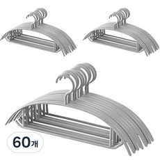 네이쳐리빙 어깨뿔방지 베이직 니트 상의 옷걸이, 그레이, 60개