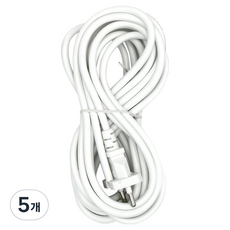Kotech Power Cord, 5個, 白色, 5m