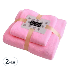 Wonine 精品浴巾 + 洗臉毛巾組, 粉紅色, 2套