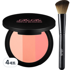 RiRe 三色腮紅餅 8.9g+腮紅刷組, Light Peach/Real Peach/Pink Peach(腮紅餅), 4組