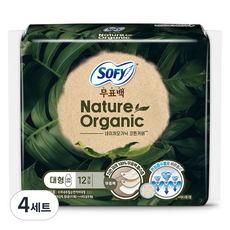 쏘피 무표백 네이처 생리대 날개형, 대형, 12개입, 4세트