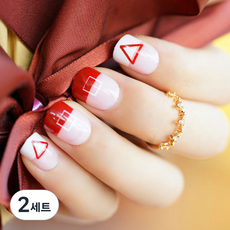 ecody 紅色&白色泡棉美甲貼片 24入, 混色, 2組