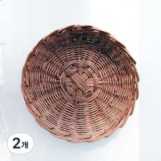 高級藤製多用途藤編籃, 2個, 棕色