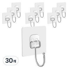 Jmeal 免鑽孔掛鉤, 透明, 30個