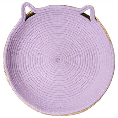 可水洗棉繩貓抓板藤編貓窩 四季通用, 1個, 紫色 + 綠色