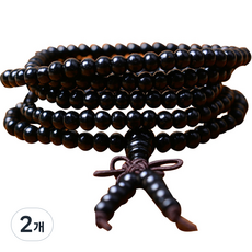 연꽃나무 불교 악세서리 염주 팔찌 목걸이, 5mm216 블랙 리본, 2개