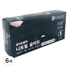 퓨리트 프리미엄 니트릴장갑 100p, 블랙, S, 6개