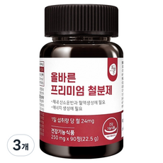 올바른건강식품 프리미엄 철분제, 90정, 3개