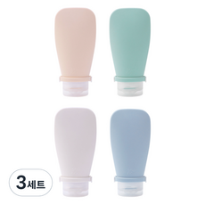 여행용 실리콘 튜브용기 90ml x 4종 세트, 피치, 그린, 화이트, 블루, 3세트