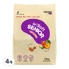 더독 시니어 강아지 닥터소프트 프리미엄 소프트사료, 닭, 1.5kg, 4개