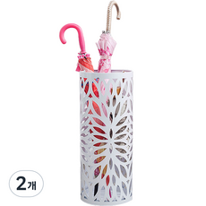 Avad家居裝飾葉子圓形鐵製雨傘架, 白色, 2個