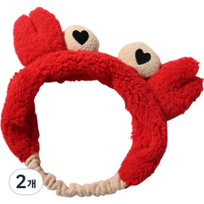 可愛All愛心花蟹洗臉髮帶, 2個, 紅色