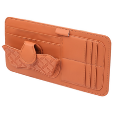 Reddot 紅點生活 汽車加厚皮革質感遮陽板收納袋, 1個, 橙棕色