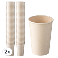 탐사 사탕수수 종이컵 380ml, 2개, 100개입