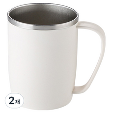 생활업글연구소 스테인레스 심플 양치컵, 화이트, 2개