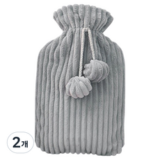 솔르 뜨거운 물병 물 채우기 손난로 온수찜질팩 2000ml 멜란지그레이 21 x 33 x 3 cm, 2개