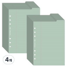 PLEPIC 6孔雙面索引補充內頁 橫線 綠色, 30張, 4個