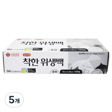 롯데이라이프 착한 위생팩 중 25 x 35 cm, 중(M), 100개입, 5개