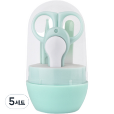 실버라인 유아용 여행용 손톱깎이 세트, 5세트, 민트