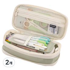 아트조이 대용량 확장 필통, 2개, 그린