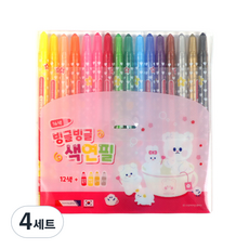 모닝글로리 빙글빙글 색연필 세트 핑크, 16색, 4세트