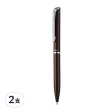 Pentel 飛龍文具 ENERGEL ES 極速金屬鋼珠筆 優雅滑順 0.5mm 黑色墨水, 咖啡桿, 2支