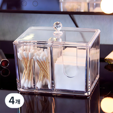 ANTBNT 크리스탈 아크릴 화장솜 케이스, 투명, 4개