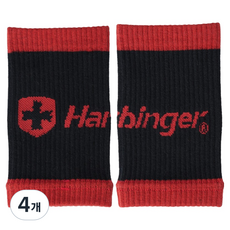 하빈져 스웻밴드 손목아대 2p, 블랙 + 레드, 4개