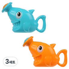 Bareun Korea 鯊魚灑水洗澡玩具2件組, 藍色, 橘色, 3套