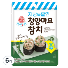 오뚜기 LIGHT & JOY 지방을 줄인 청양마요 참치 파우치, 95g, 6개
