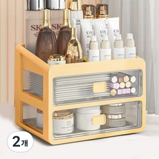 루띠에트 대용량 2단 화장품 정리 수납 보관함, 오렌지, 2개