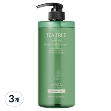 AVCA 茶樹淨化頭皮深層清潔緩解掉髮洗髮精, 3個, 800ml