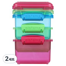 Sistema 직사각 칼라 밀폐용기 3종 세트, 2세트, 400ml(3P)
