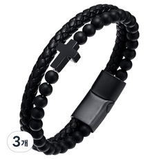 Solsoldamda 磁吸時尚手鍊 黑瑪瑙黑色 磁扣 22.86cm, 3個